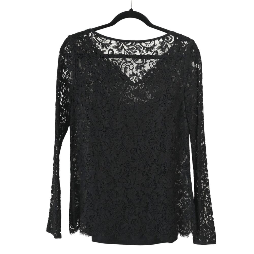 Ralph Lauren Black Label Floral Lace Long Sleeve Top With Cami Size 6